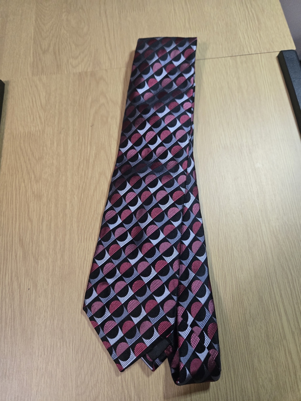 Michael Kors Black and Red Geometric Silk Tie
